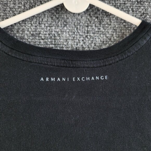 Armani Exchange T-shirt Women Large Logo Short Sleeve Black Graphic Soft Adult - Picture 14 of 14